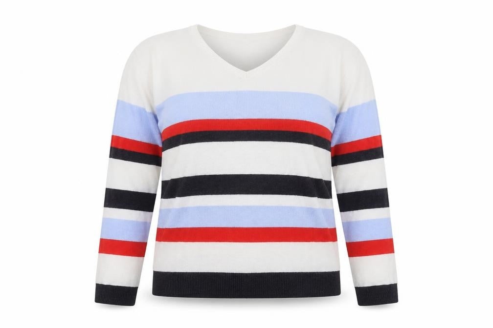 Marks & Spencer Womens Multicoloured Round Neck Striped Viscose Pullover Jumper Size 14