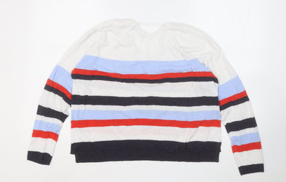 Marks & Spencer Womens Multicoloured Round Neck Striped Viscose Pullover Jumper Size 14