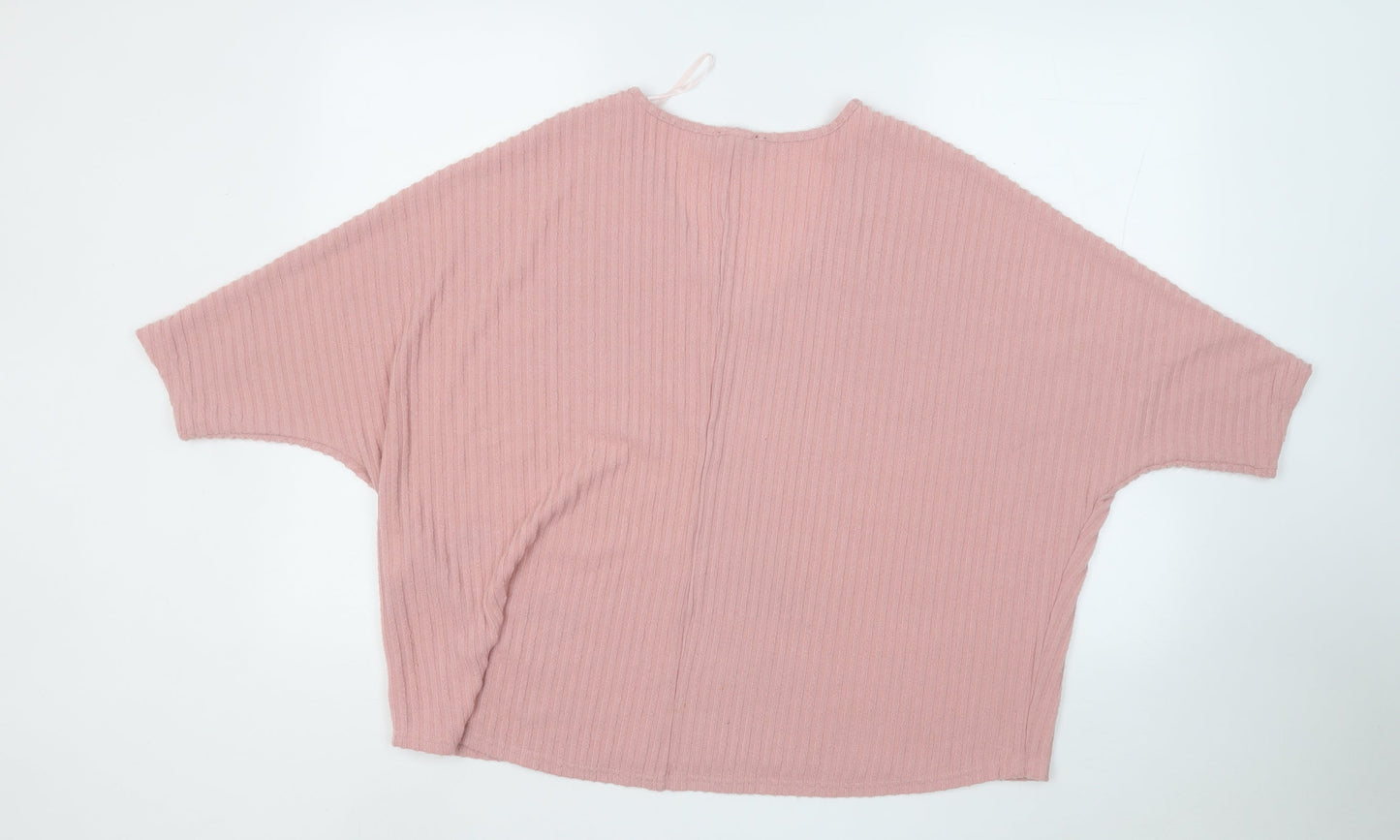 New Look Womens Pink Round Neck  Polyester Pullover Jumper Size M