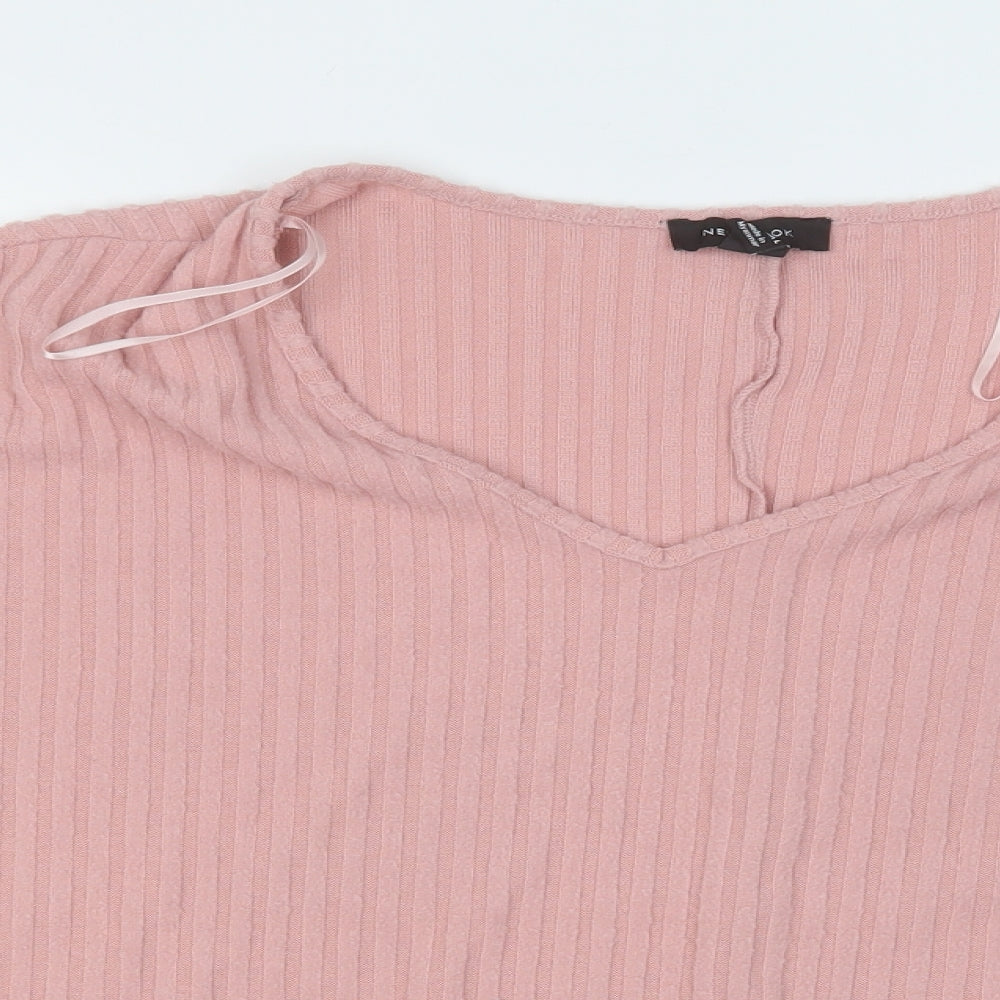 New Look Womens Pink Round Neck  Polyester Pullover Jumper Size M