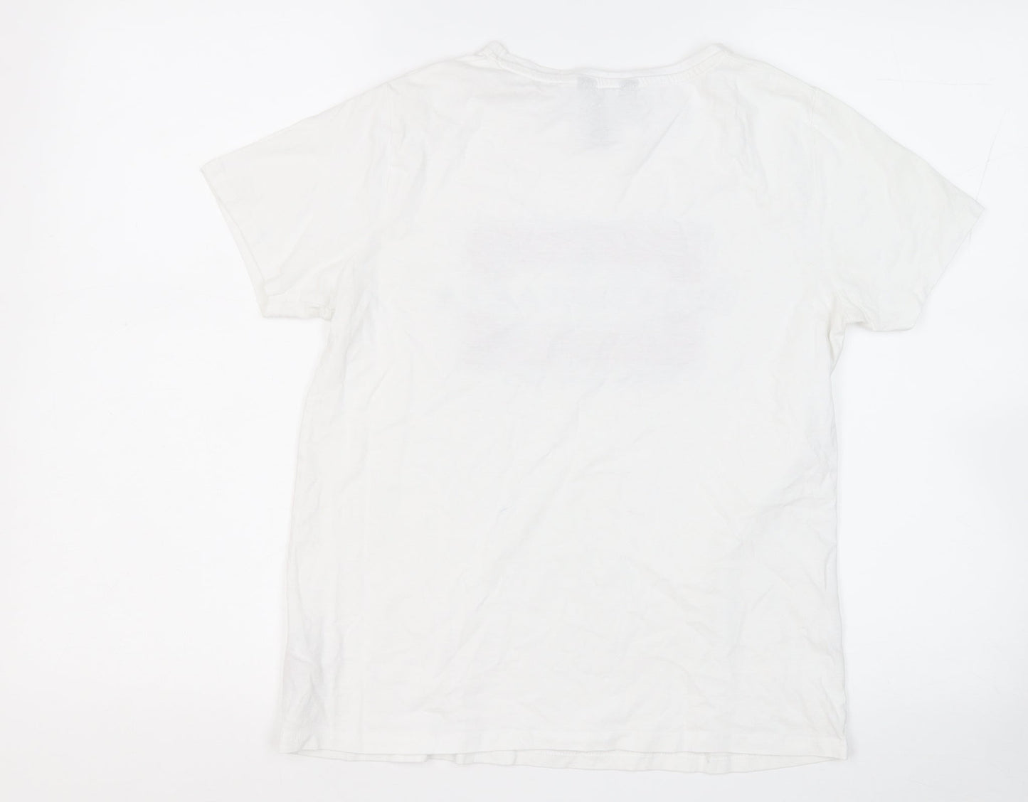 New Look Womens White  Cotton Basic T-Shirt Size 10 Round Neck - New York City Heartbreaker