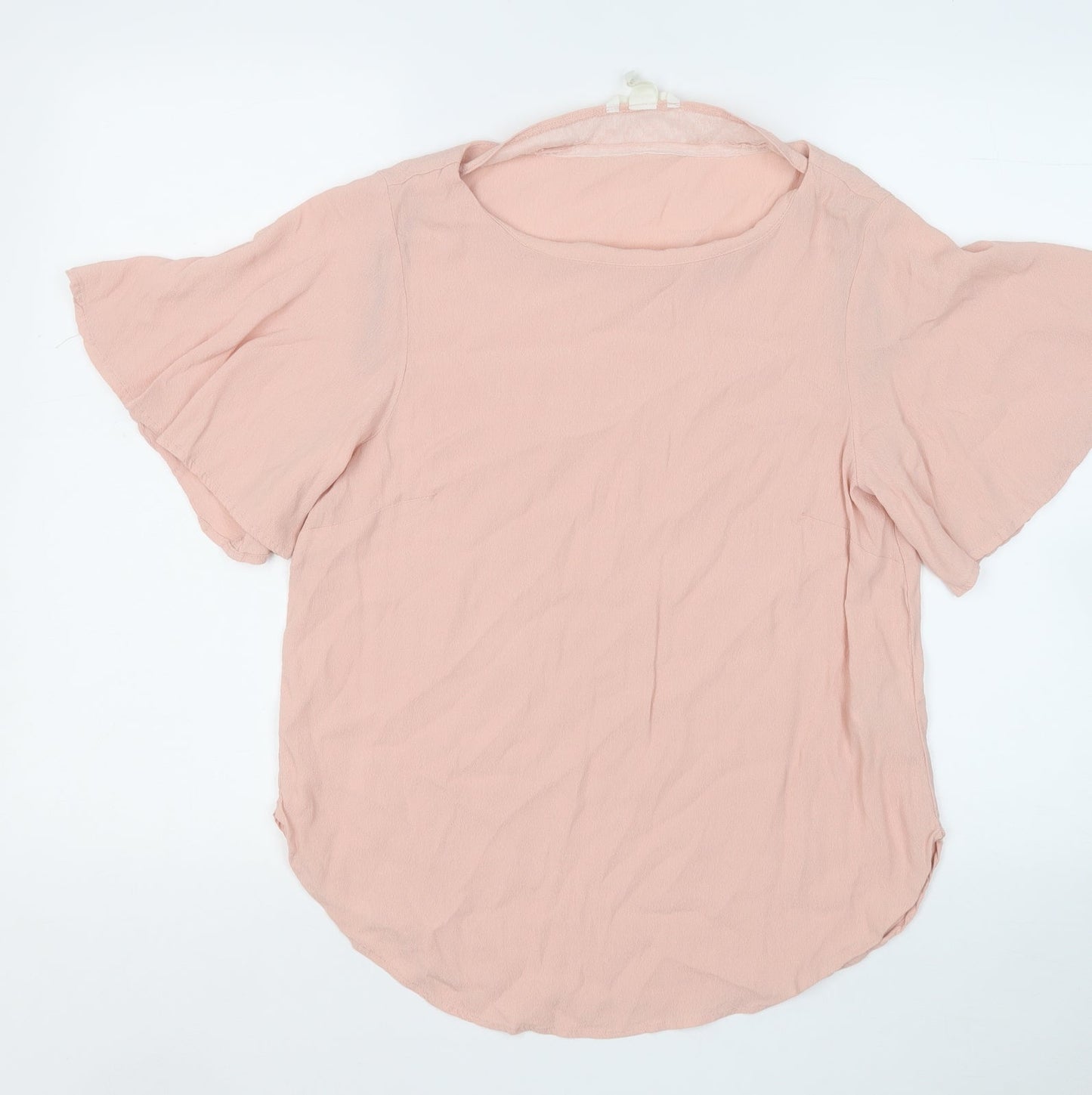 H&M Womens Pink  Viscose Basic Blouse Size 8 Round Neck