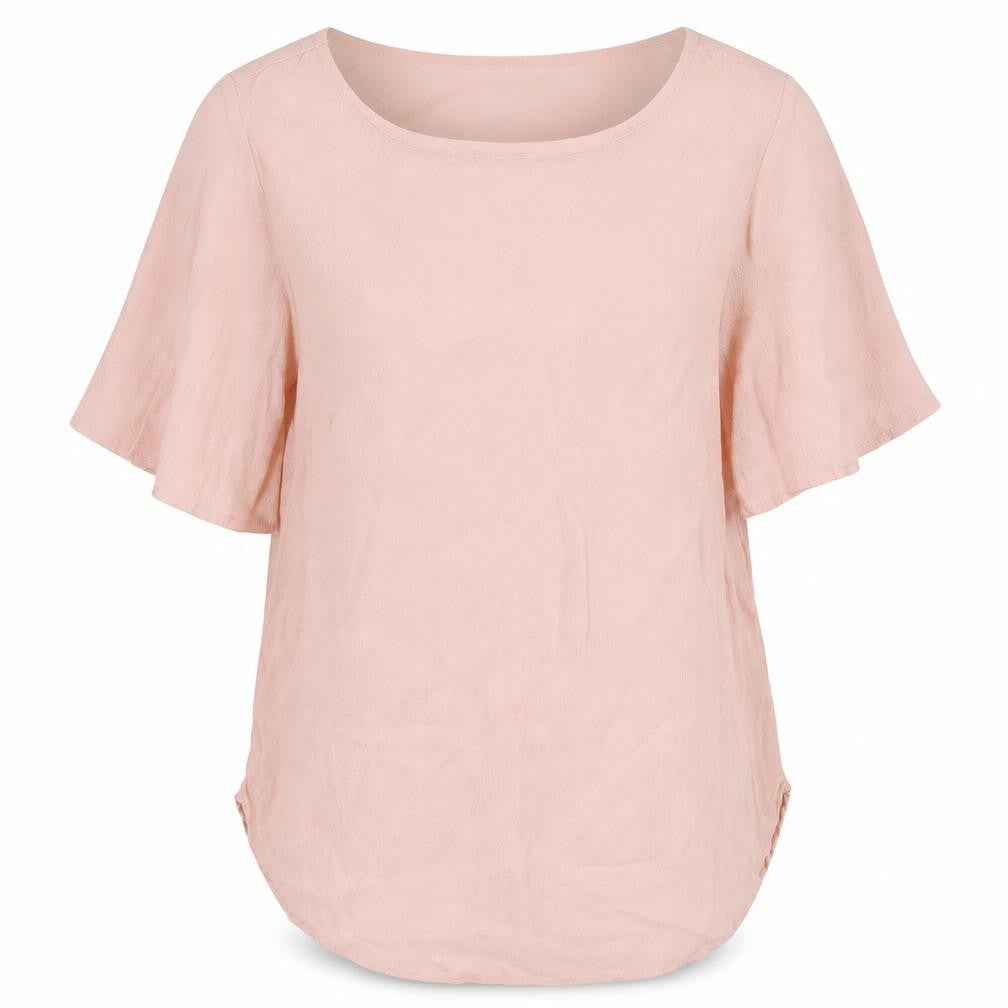H&M Womens Pink  Viscose Basic Blouse Size 8 Round Neck