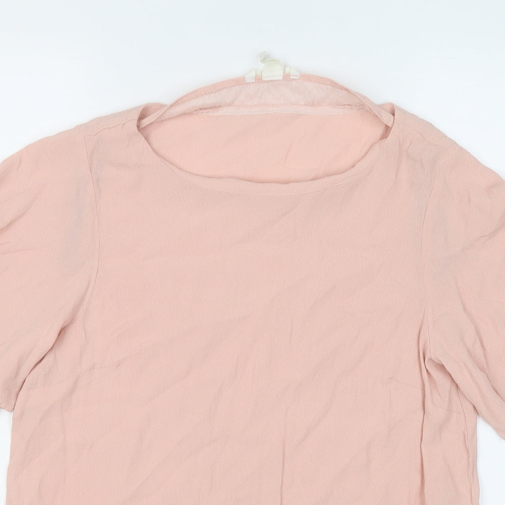 H&M Womens Pink  Viscose Basic Blouse Size 8 Round Neck