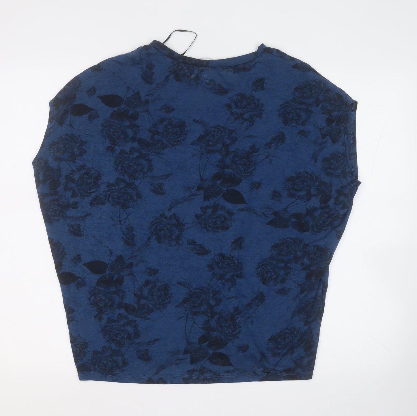 New Look Womens Blue Round Neck Floral Polyester Vest Jumper Size 10