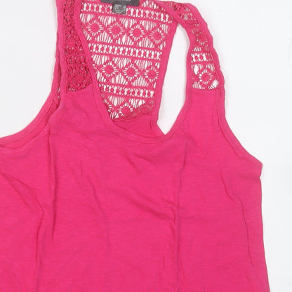 Primark Womens Pink  Polyester Basic Tank Size 10 Round Neck