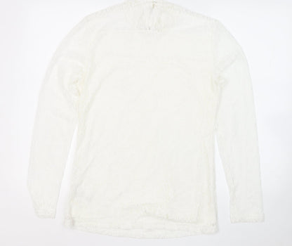 Kaffe Womens White Round Neck Floral Polyimide Pullover Jumper Size L