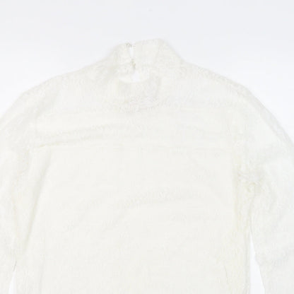 Kaffe Womens White Round Neck Floral Polyimide Pullover Jumper Size L