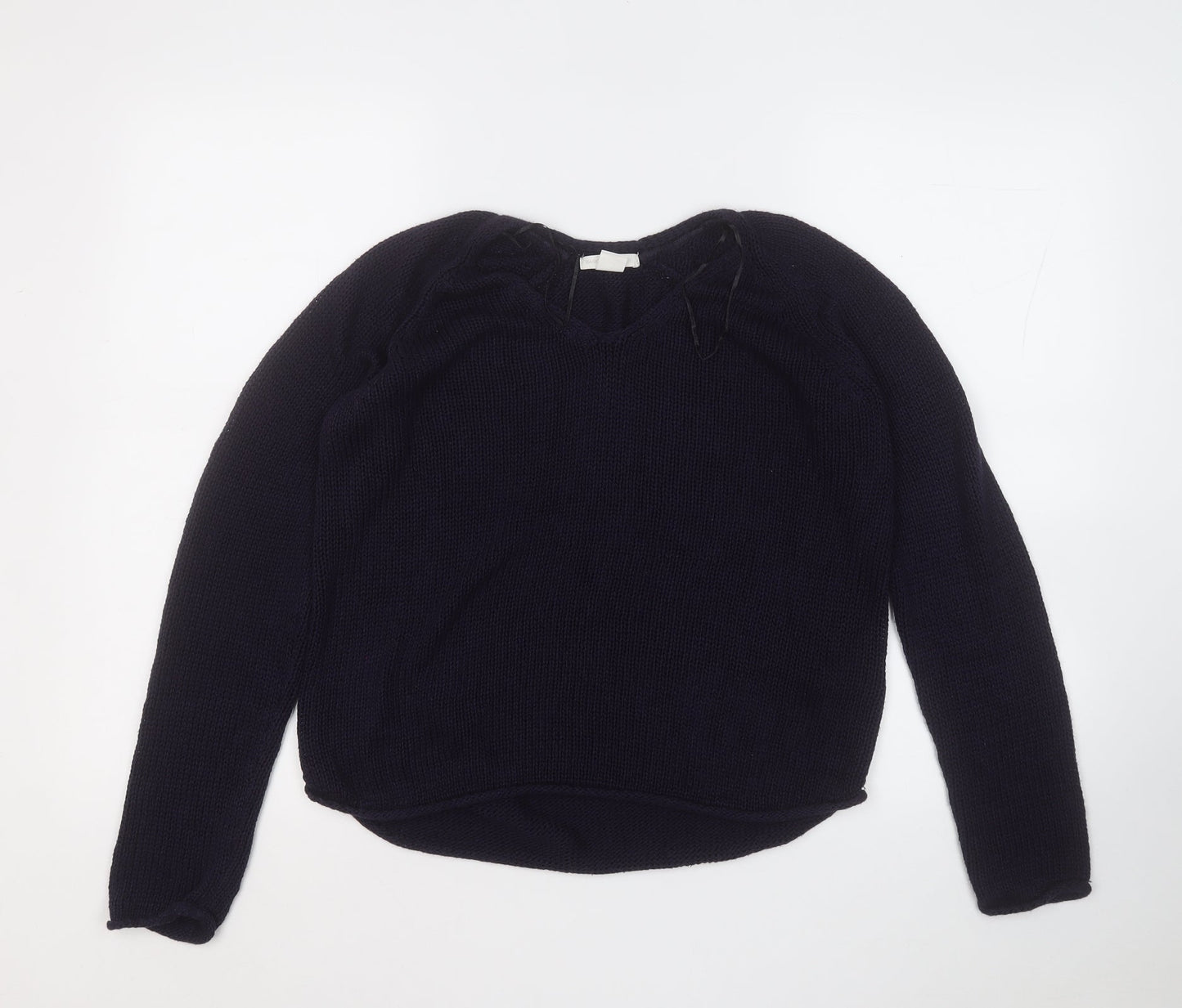 H&M Womens Blue Round Neck  Acrylic Pullover Jumper Size S