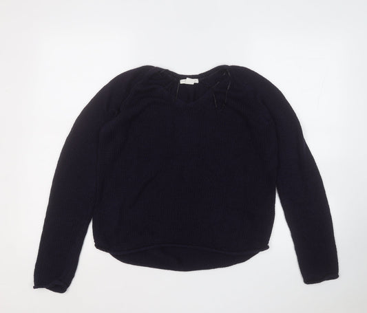 H&M Womens Blue Round Neck  Acrylic Pullover Jumper Size S