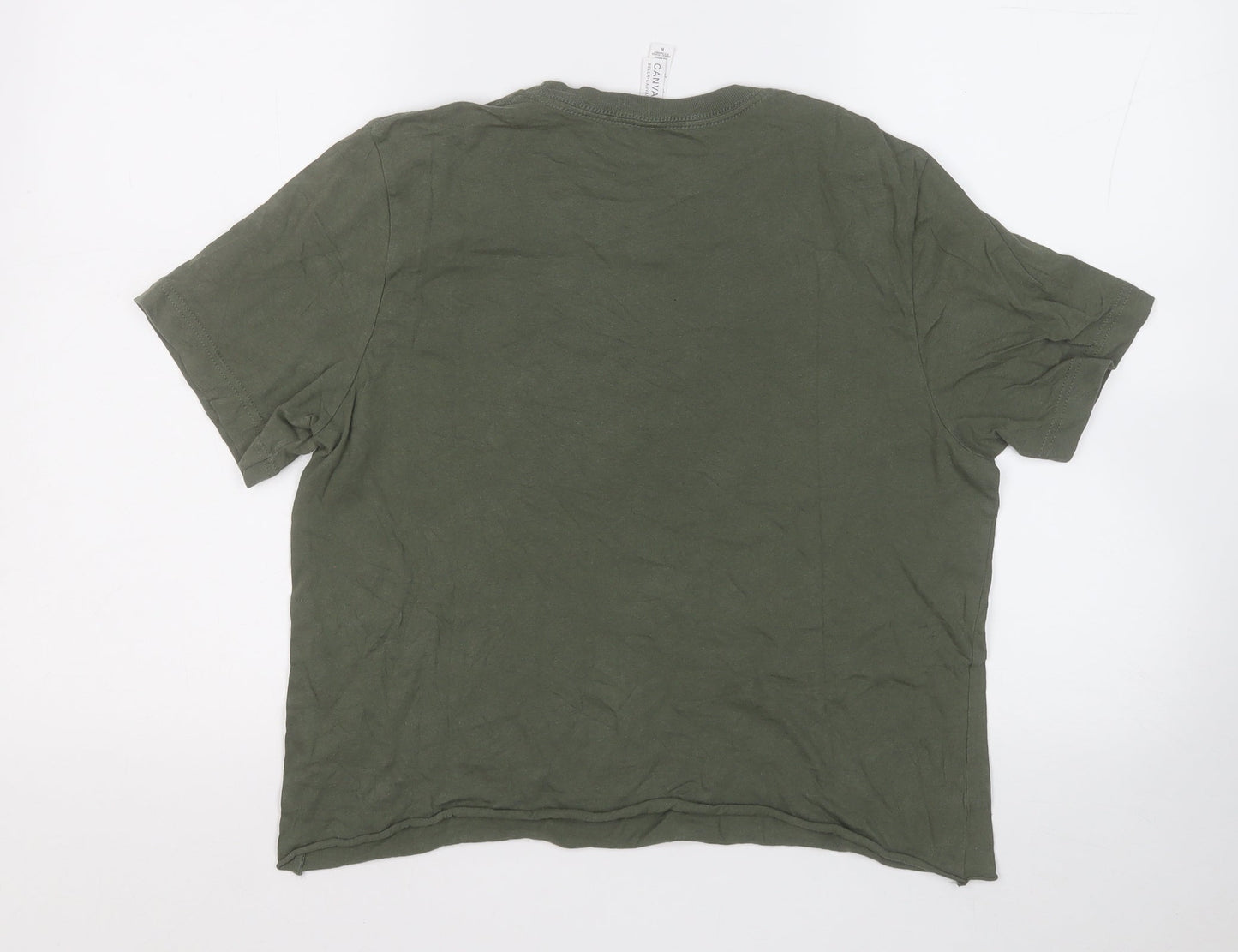 Canvas Womens Green  Cotton Basic T-Shirt Size M Round Neck