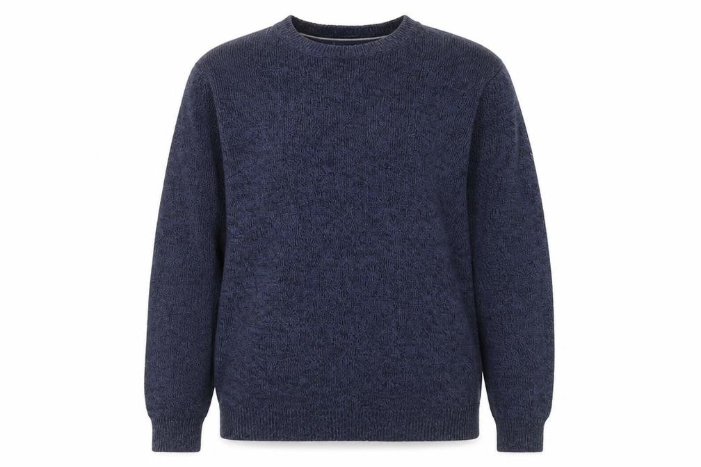 Easy Womens Blue Round Neck  Cotton Pullover Jumper Size M