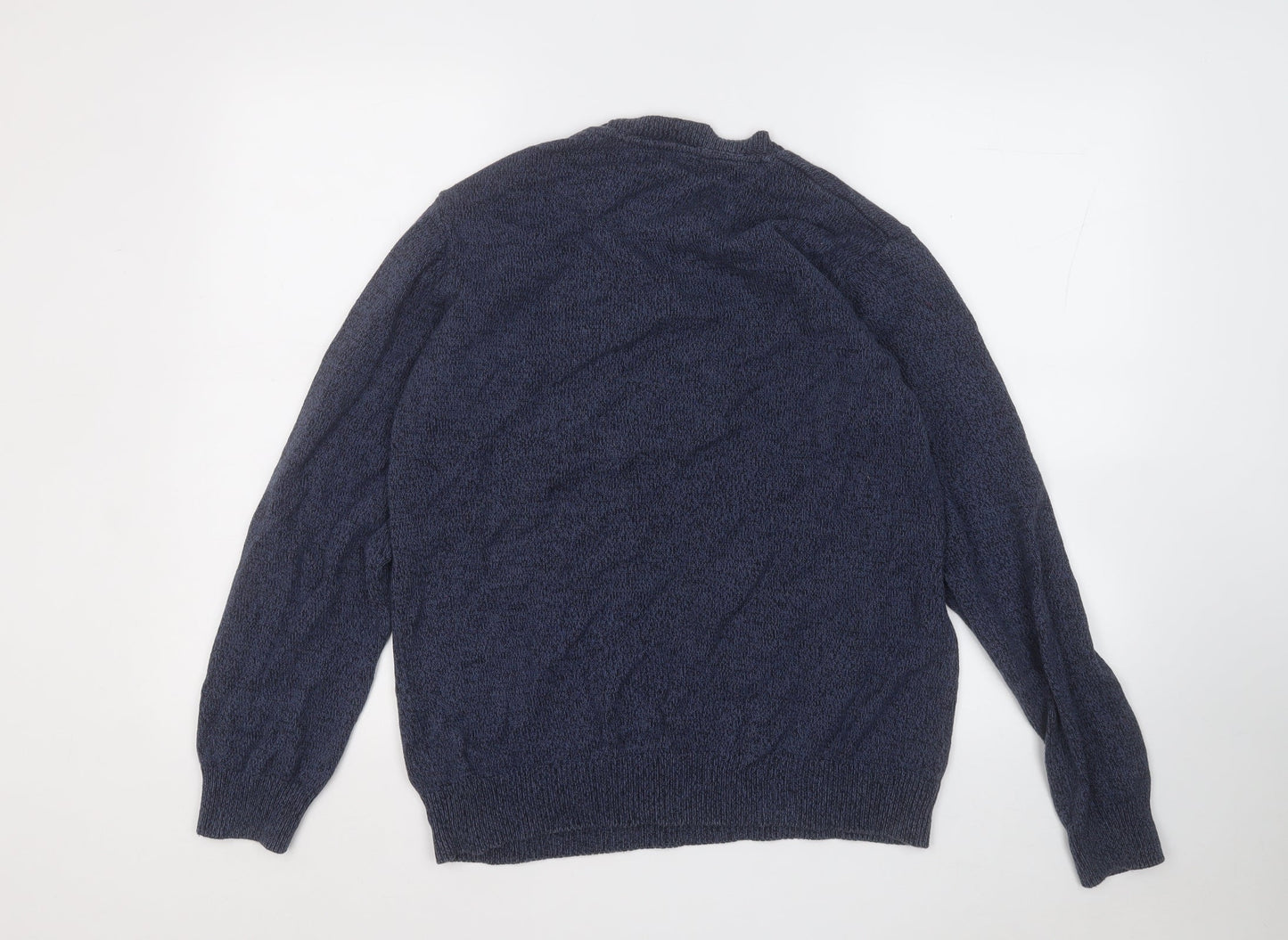 Easy Womens Blue Round Neck  Cotton Pullover Jumper Size M