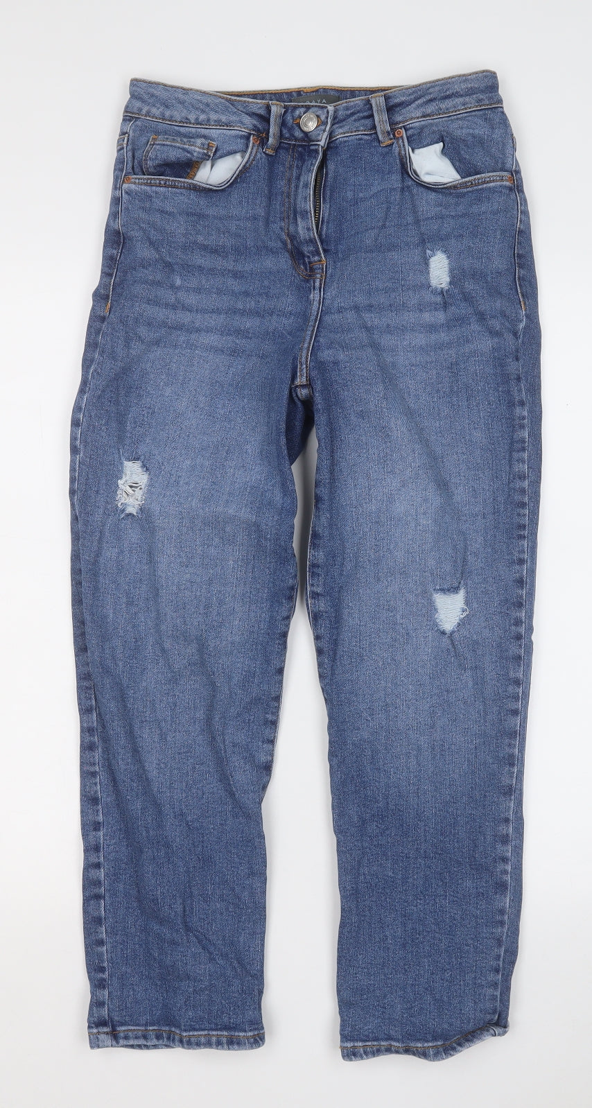 Papaya Womens Blue  Cotton Straight Jeans Size 10 L24 in Regular