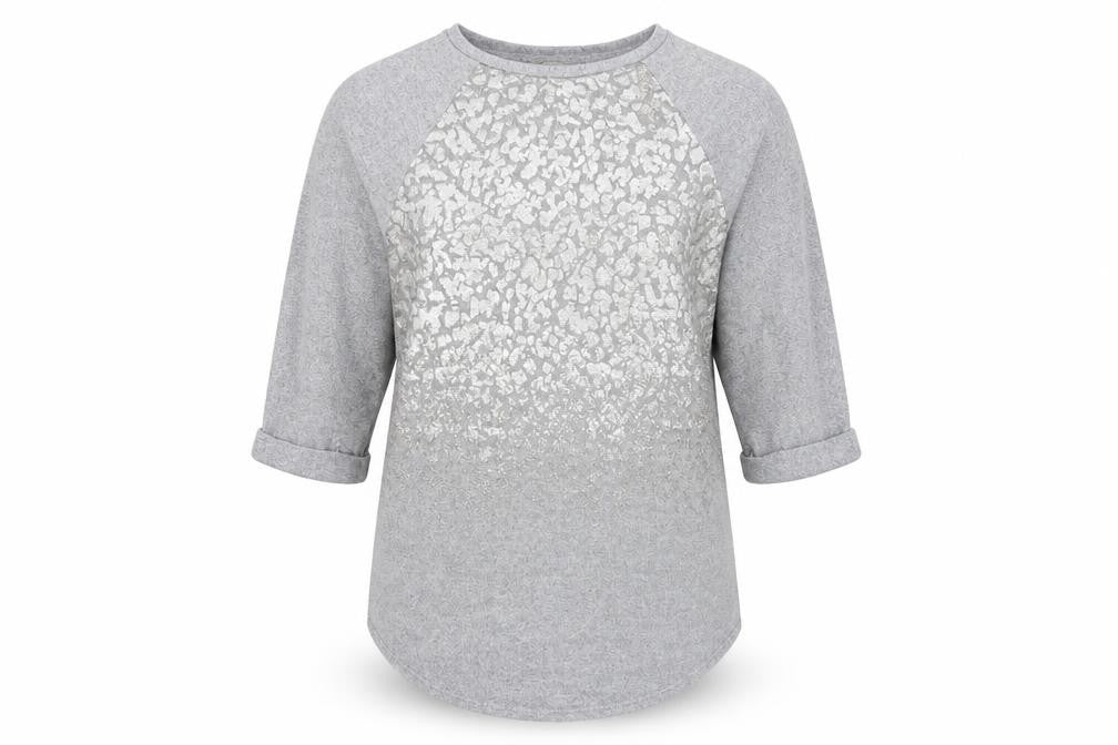 F&F Womens Grey Boat Neck Animal Print Polyester Pullover Jumper Size 10
