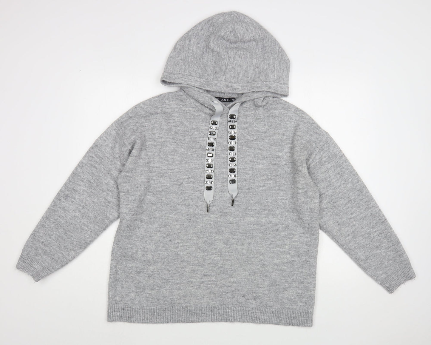 Dunnes Stores Womens Grey  Acrylic Pullover Hoodie Size M  Pullover
