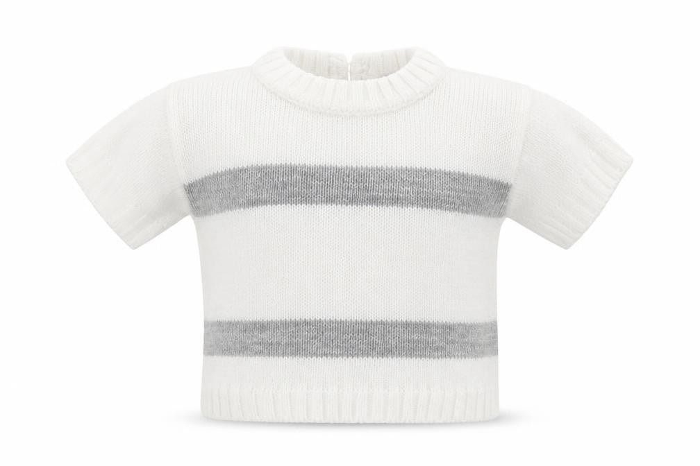 Dandelion Baby White Striped Acrylic Pullover Jumper Size 6-9 Months  Button - Boat