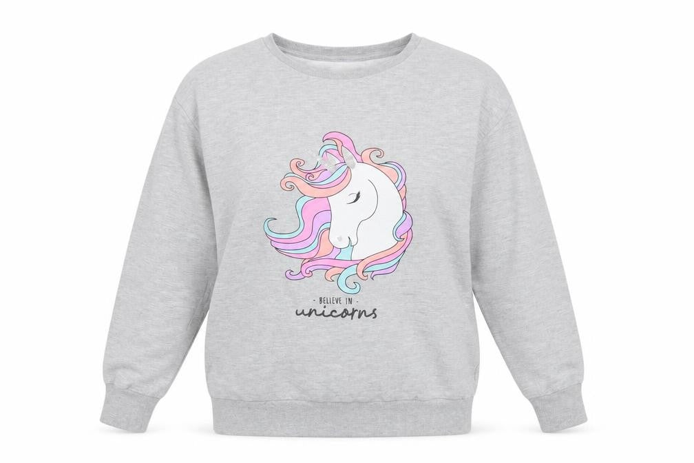 Dunnes Stores Womens Grey  Cotton Pullover Sweatshirt Size 10  Pullover - Unicorn