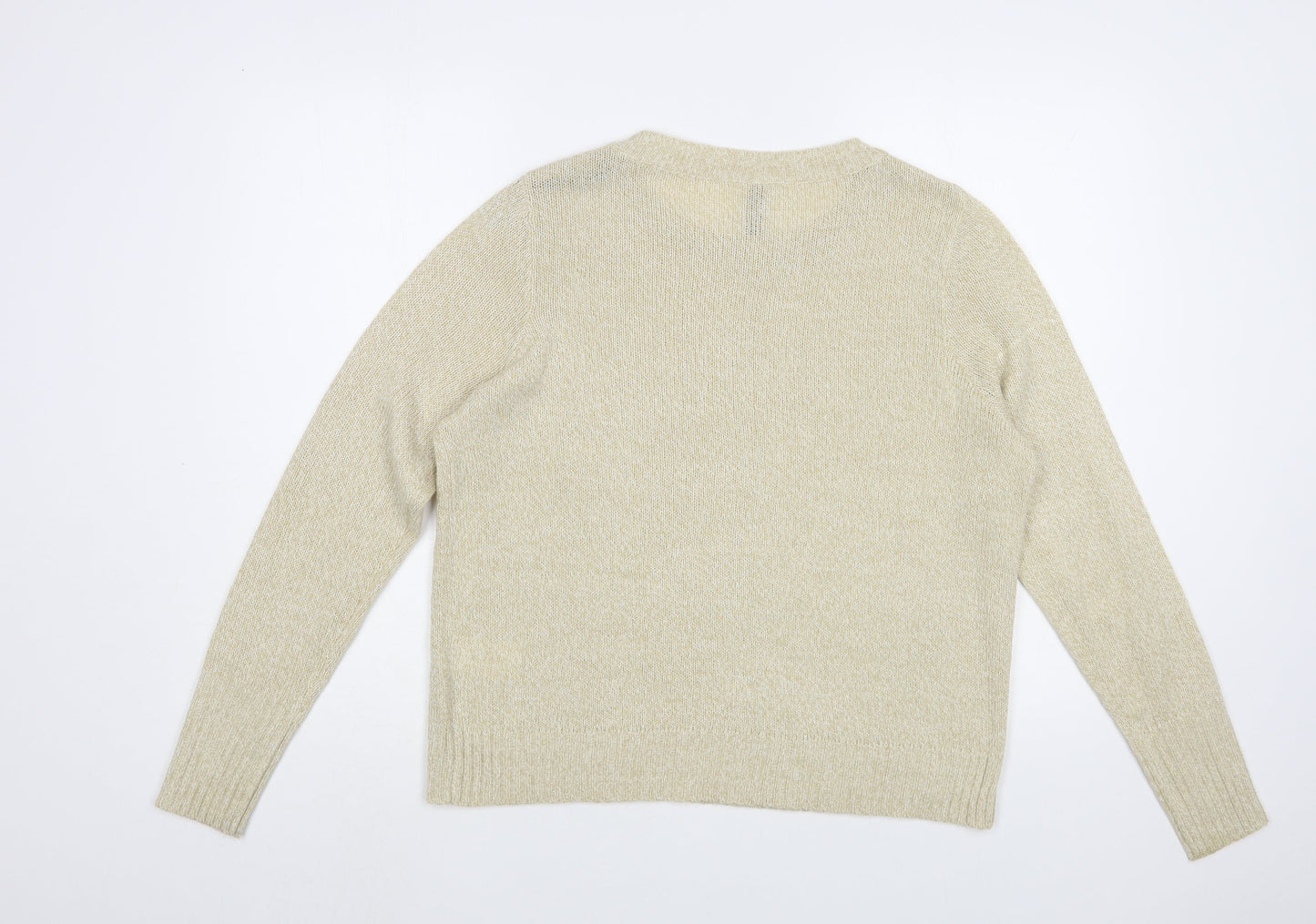H&M Womens Beige Boat Neck  Acrylic Pullover Jumper Size M