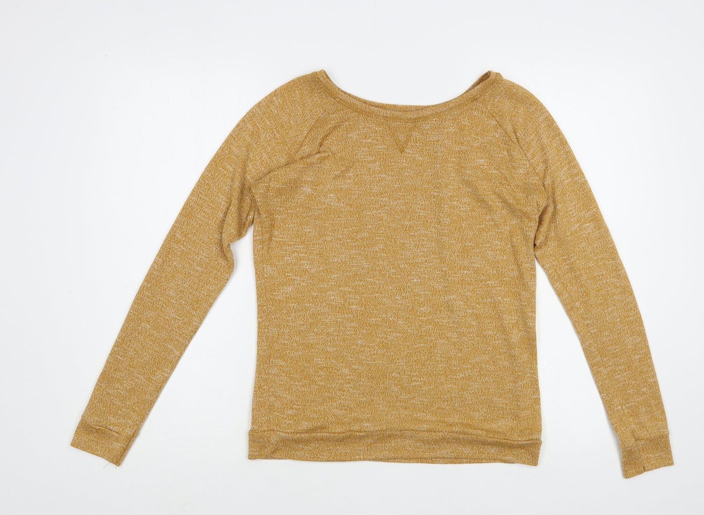 Shana Womens Yellow  Polyester Basic Blouse Size S Boat Neck