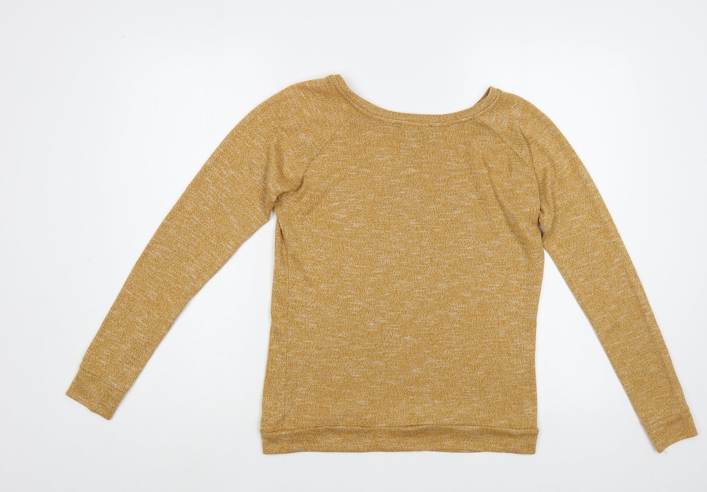 Shana Womens Yellow  Polyester Basic Blouse Size S Boat Neck