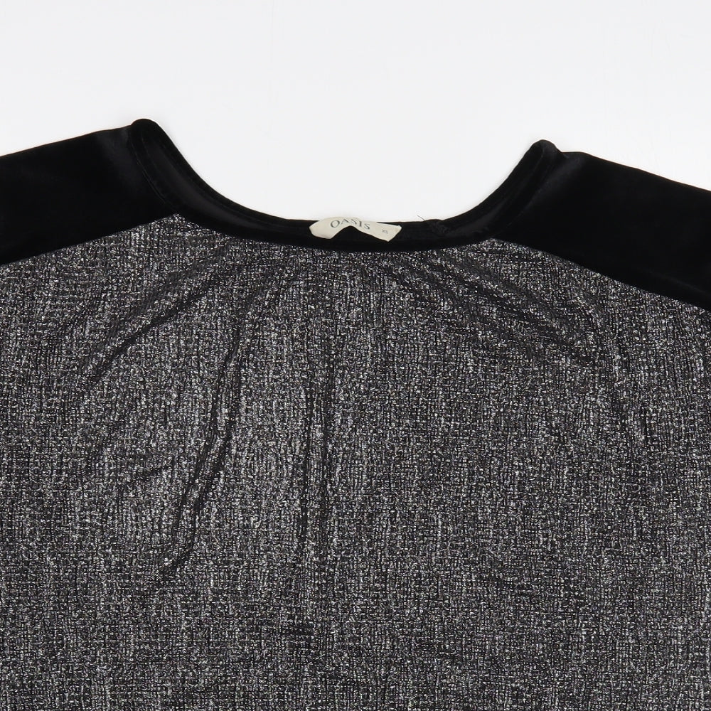 Oasis Womens Silver  Polyester Basic Blouse Size XS Boat Neck