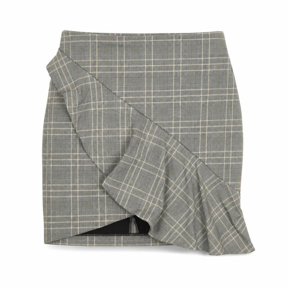 H&M Womens Grey Plaid Polyester Mini Skirt Size 8   Zip