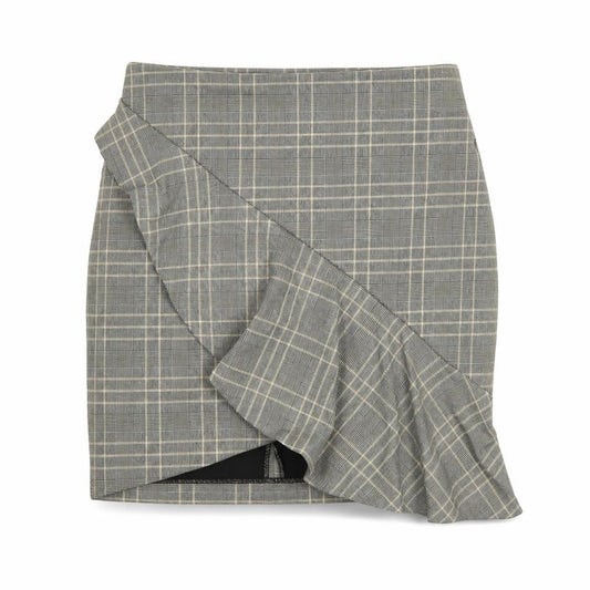 H&M Womens Grey Plaid Polyester Mini Skirt Size 8   Zip