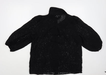 Savida Womens Black  Polyester Basic Button-Up Size L Collared