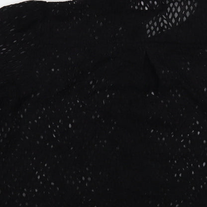 Savida Womens Black  Polyester Basic Button-Up Size L Collared