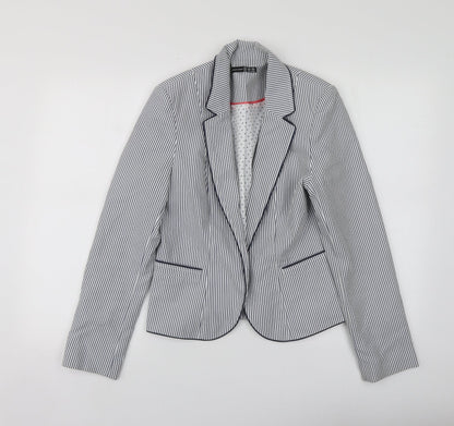Atmosphere Womens Blue Striped Polyacrylate Fibre Jacket Suit Jacket Size 10