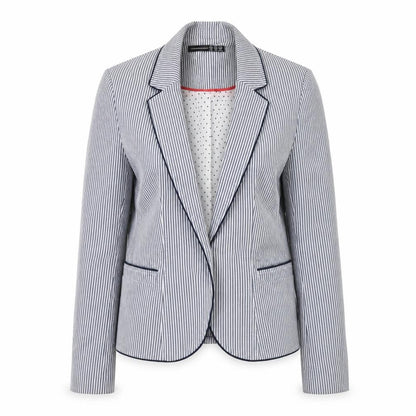 Atmosphere Womens Blue Striped Polyacrylate Fibre Jacket Suit Jacket Size 10