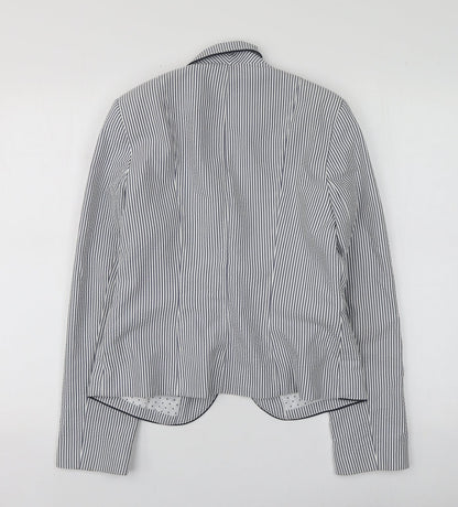 Atmosphere Womens Blue Striped Polyacrylate Fibre Jacket Suit Jacket Size 10