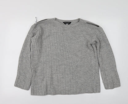 Dorothy Perkins Womens Grey Round Neck  Acrylic Pullover Jumper Size 10