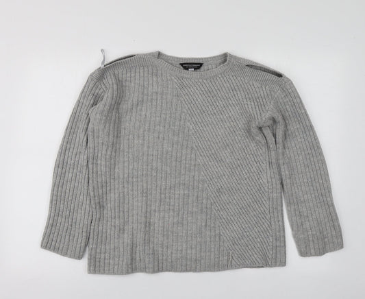 Dorothy Perkins Womens Grey Round Neck  Acrylic Pullover Jumper Size 10