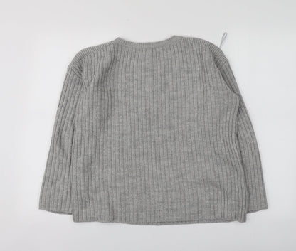 Dorothy Perkins Womens Grey Round Neck  Acrylic Pullover Jumper Size 10
