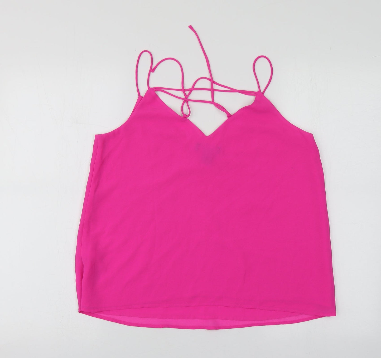 New Look Womens Pink  Polyester Basic Blouse Size 10 V-Neck