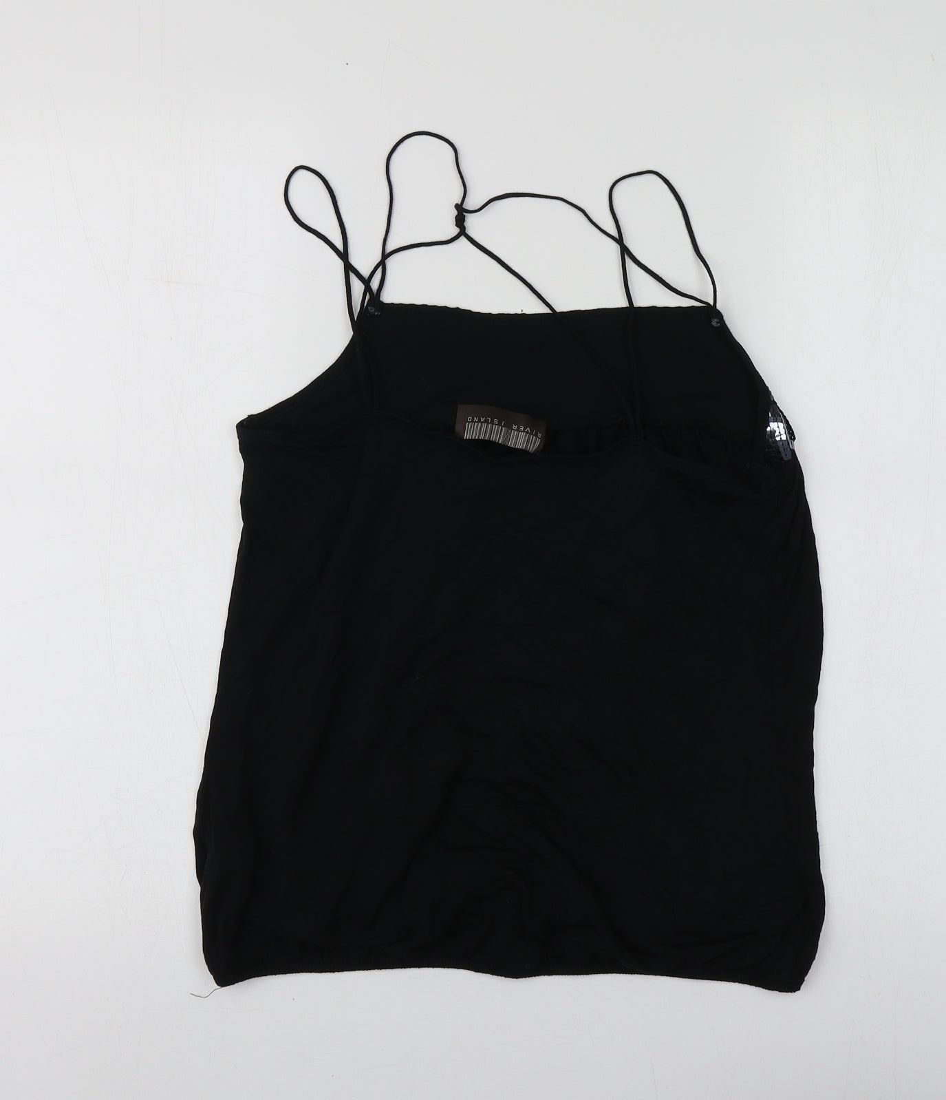River Island Womens Black  Viscose Basic T-Shirt Size 12 Square Neck