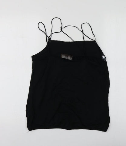 River Island Womens Black  Viscose Basic T-Shirt Size 12 Square Neck
