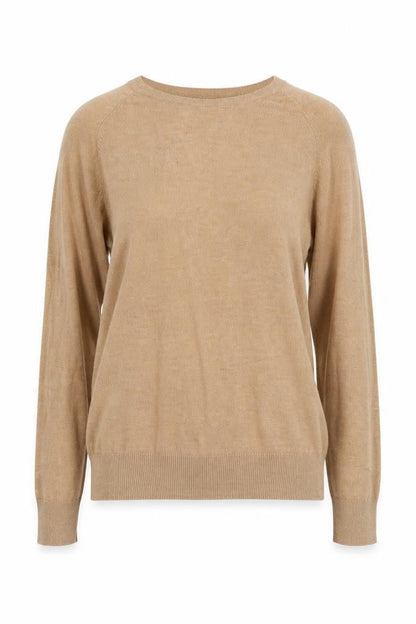 Dunnes Womens Beige Round Neck  Viscose Pullover Jumper Size XS