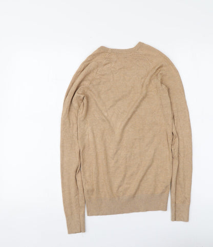 Dunnes Womens Beige Round Neck  Viscose Pullover Jumper Size XS