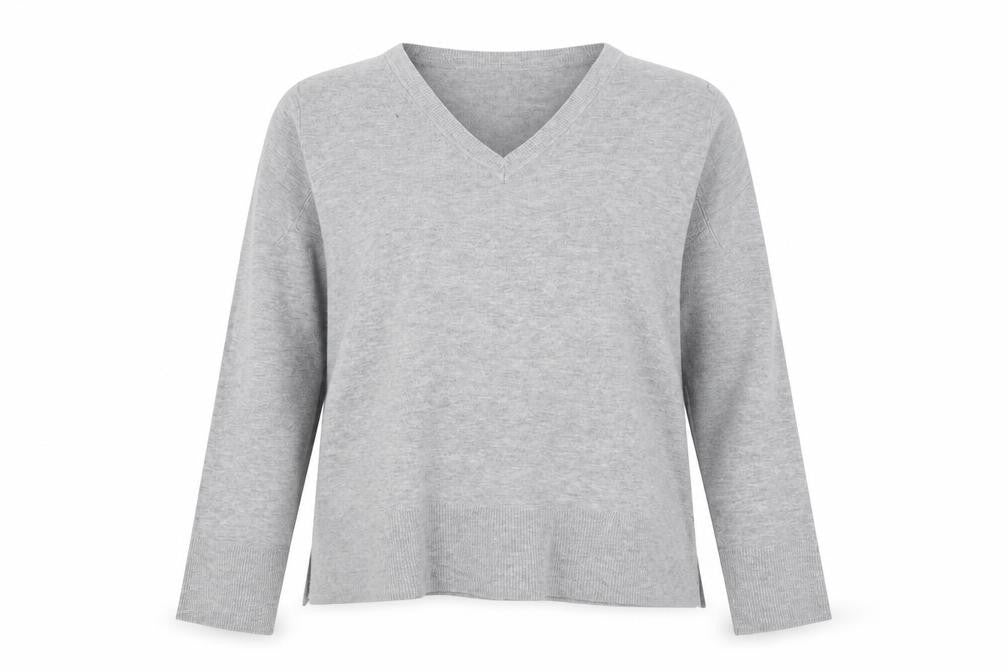 Primark Womens Grey V-Neck Viscose Pullover Jumper Size M