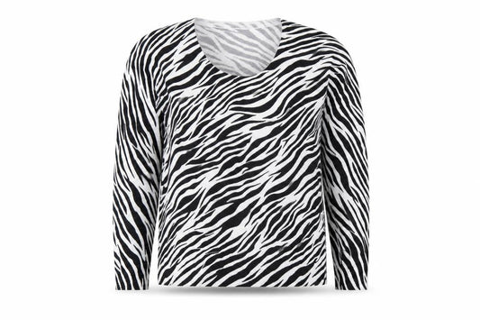 Paul Costelloe Womens Black Scoop Neck Animal Print 100% Cotton Pullover Jumper Size L