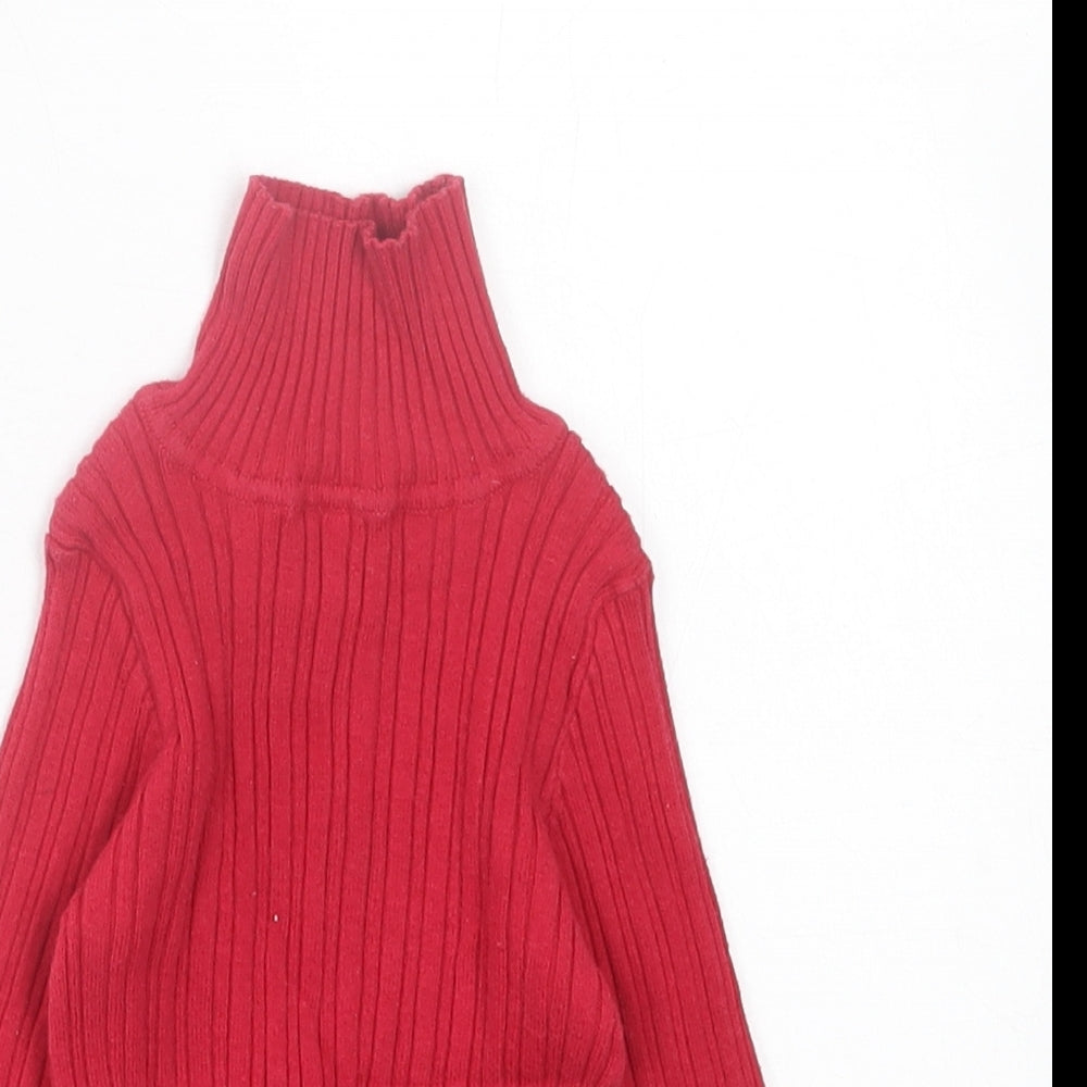Nutmeg Girls Red Cotton Basic Casual Size 2 Years High Neck Pullover