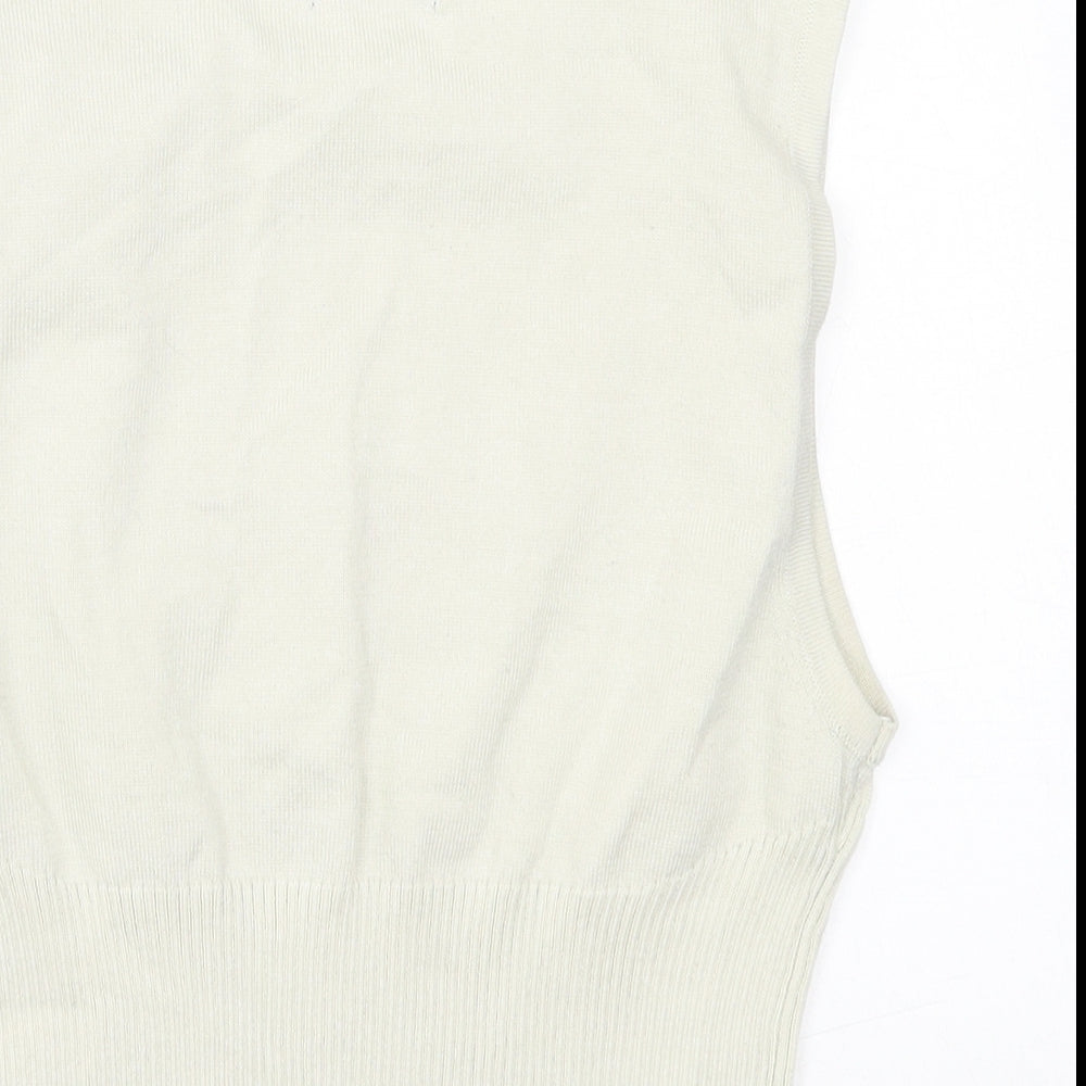 PRETTYLITTLETHING Womens Beige Polyester Cropped Tank Size L Crew Neck - Renew PLT