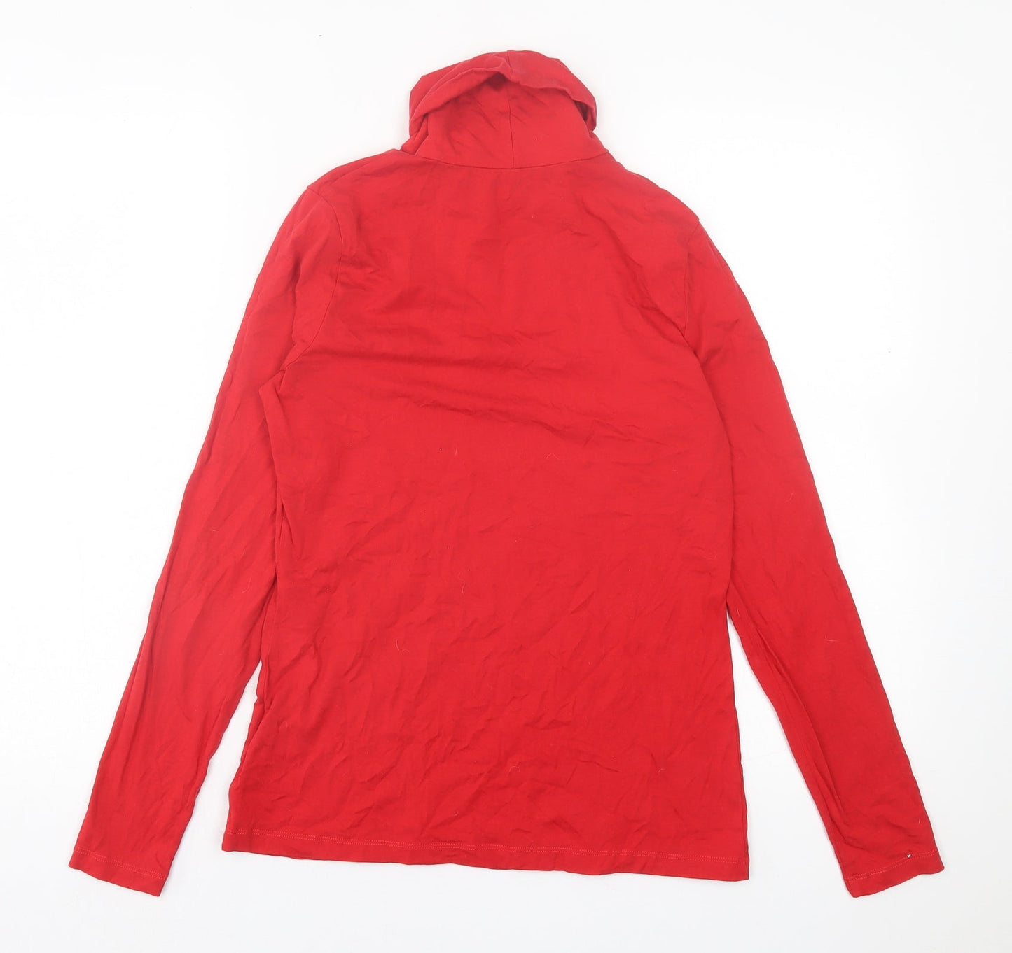 Landsend Womens Red Cotton Basic Size S Roll Neck