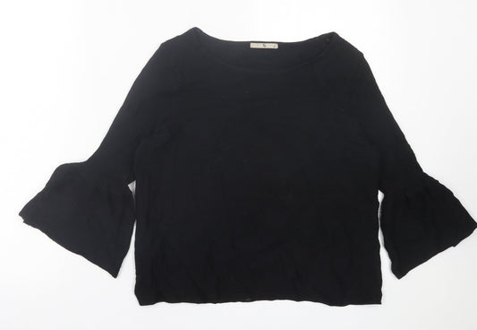 TU Womens Black Crew Neck Viscose Pullover Jumper Size 12