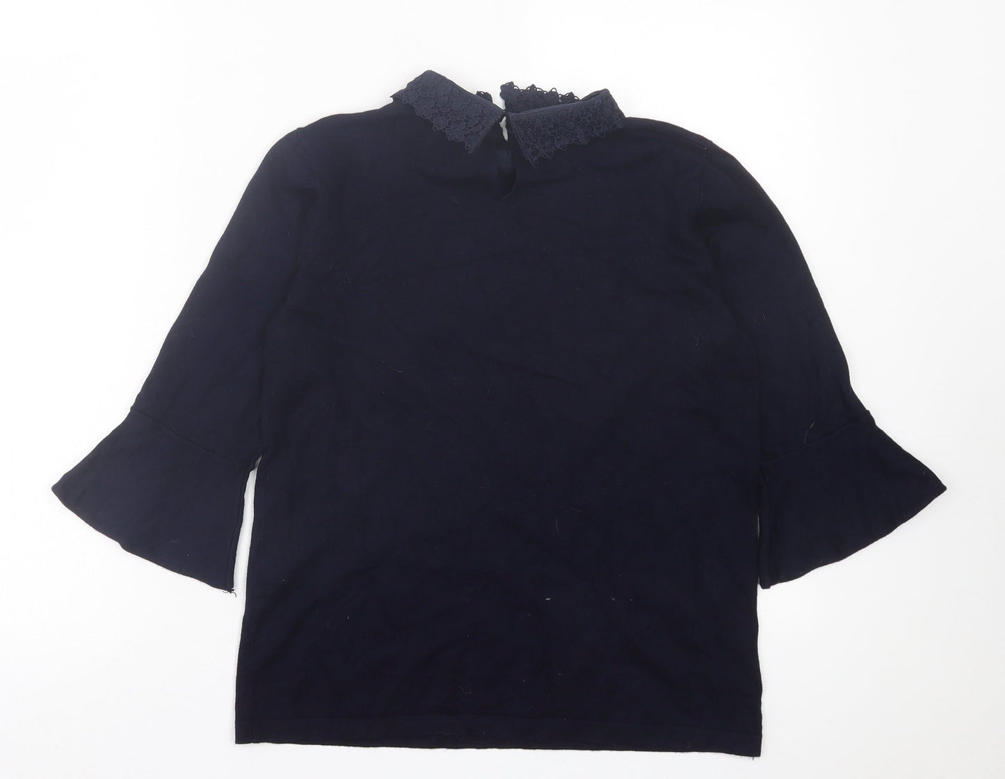 Warehouse Womens Blue Viscose Basic T-Shirt Size 14 Collared