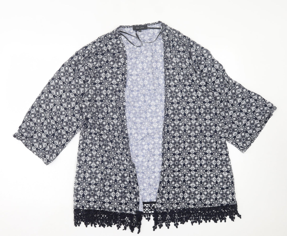 New Look Womens Blue Geometric Jacket Size 14