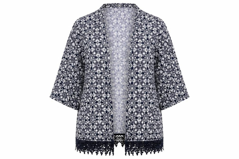 New Look Womens Blue Geometric Jacket Size 14